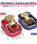 2 PCS Quick Release Battery Terminal Connectors Set, Universal Positive & Negative Disconnect Clamps with Red Blue Covers for Cars Trucks SUVs