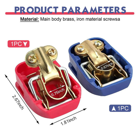 2 PCS Quick Release Battery Terminal Connectors Set, Universal Positive & Negative Disconnect Clamps with Red Blue Covers for Cars Trucks SUVs