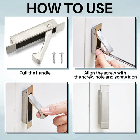 Installation guide for 2 Pack Pocket Door Pull Handles 3.54 Inch Stainless Steel Satin Finish Edge Hidden Flush Pull Handles