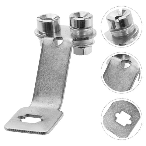 Stainless steel Fencing Foil Display Wall Hanger with screws and mount details for vertical storage.