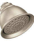 4.38 Inch Brushed Nickel Showerhead With Single Function Full Spray, Easy Install, One Half Inch IPS Connection, Built To Last