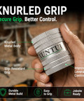 Inner Outer Pipe Reamer Deburring Tool For One Quarter To One And A Quarter Inch Pipe in hand showing knurled grip and metal build