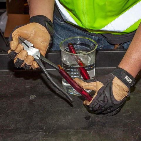 Person installing Replacement Plastic Handles For 8 To 9 Inch Pliers, Slip Resistant Ergonomic Grip, Made In USA, Easy Install Kit