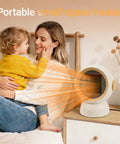Woman and child with Tiny But Mighty Ceramic Space Heater With 1200W Quick Heat Two Modes Ultra Quiet Personal Heater in bedroom