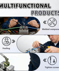 Man using Aluminum Soldering Clamp For DIY Projects With An 11mm Adjustable Jaw Hands Free Soldering Fixture For PCBs Wires And Connectors