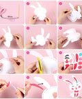 Step-by-step guide to making felt rabbit from Kids Sewing Kit For Beginners With 10 Easy DIY Felt Animal Projects And Guiding Book