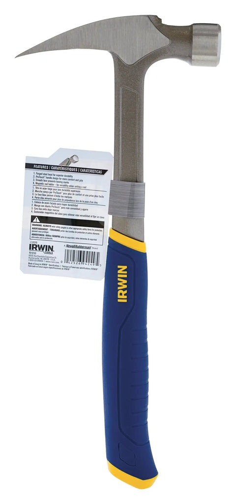 Forged Steel Claw Hammer 20 Oz Workhorse with ProTouch Grip, smooth face, magnetic nail holder, hybrid rounded handle design