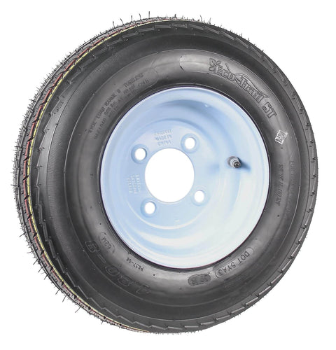 Two Pack Trailer Tire On Rim Set 4.80 8 480 8 4.80 X 8 White Wheel With 16.5 Inch Overall Diameter Load B Four Lug On 2.83 Inch Center Bore