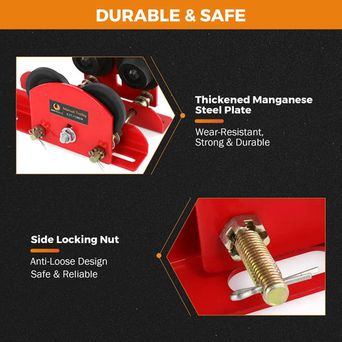 Manual Trolley For I Beams With Wide Flange 1.57 To 4.64 Inches Universal Fit Heavy Duty 0.5 Ton 1102 Lbs Capacity details
