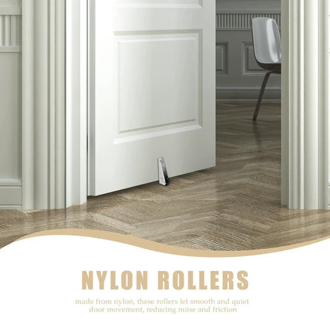 Heavy Duty Sliding Door Track Rollers With Long Stem Brackets Bombproof Reinforced Steel And Nylon Build No Sweat DIY Closet Hardware Replacement Black, nylon roller on closet door.
