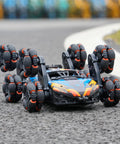 Epic 8 Wheel Hand Controlled RC Stunt Car With Gesture Sensing Remote on asphalt road, performing tricks outdoors.
