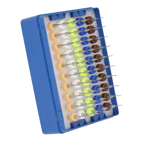 Pro Grade Carbide Micro Drill Bits Set 50Pcs 0.5-0.9mm Spiral Flute Engraving Tools in blue box