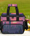 Insulated Picnic Backpack Lunch Bag For Women And Men Large Capacity Portable Cooler Tote Go To Everyday Carry with scenic print.