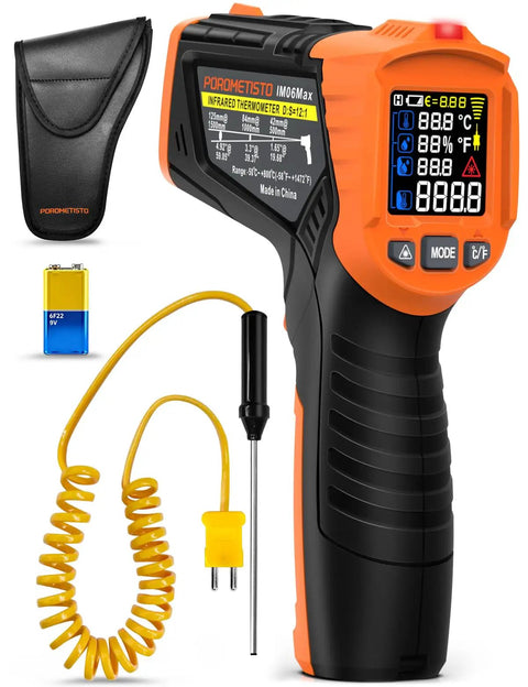4 In 1 Infrared Temperature Gun With K Type Probe, Industrial Laser Thermometer For Non Contact And Contact Temp