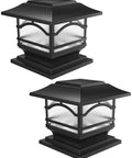Premium Solar Outdoor Post Cap Lights For 4x4 5x5 And 6x6 Posts Bright Warm White LEDs Slate Black Finish 2 Pack