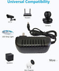 12V 2A DC Power Supply Universal AC Adapter 100-240V Input 50 60 Hz 24W Max With 5.5mm x 2.5mm Barrel Plug Center Positive