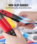 Heavy-Duty Hydraulic Crimping Tool Kit for AWG 12 to 2/0 Copper and Aluminum Terminals non-slip handle in use