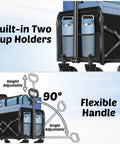 Foldable Wagon With Adjustable Handle Grab And Go Ready Ultra Lightweight Collapsible Cart with cup holders and flexible handle