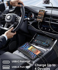 Beast Mode Ninety Watt Usb C Car Charger With Four Quick Charge Ports For Seamless IPhone Plus Samsung Galaxy Boost On Any Journey With Pd Pps Fly Wire Tech in a modern car interior.