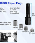 14mm Spark Plug Thread Repair Kit For Cylinder Heads M14 X 1.25 Rethread Tool With Reamer And 4 Thread Inserts Chrome Vanadium Steel