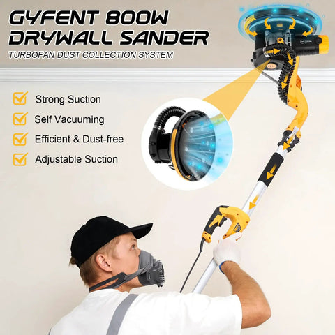 Drywall Sander For Popcorn Ceiling Removal Pro Grade 880W Power With 7.3 Amp Motor Variable Speed From 1100 To 2100 RPM