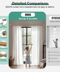 Child near window with Imitation Wood Grain Ball Curtain Rod Set With Brackets Built Tough 1 Inch Adjustable Drapery Rods For Windows