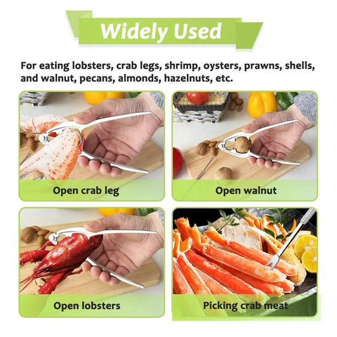 Three Piece Lobster Crackers And Picks Set Stainless Steel Crab Leg Tools used to open crab leg, lobster, walnut, and crab meat