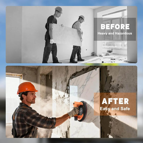 Before and after using Glass Suction Cups Heavy Duty 8 Inch Vacuum Cup Lifter With Handle And Pump 440 Lbs Load Capacity