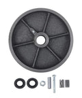 8 Inch Industrial Caster Wheel Replacement Heavy Duty Steel Rigid Caster with fasteners and rubber rings for warehouse use.