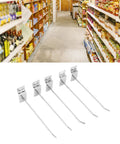 Heavy Duty Slat Wall Hooks Slot Plate Hook Slotted Plate Single Wire Hooks 15cm Iron Silver Electroplated in a retail display