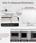 How to measure dimensions for Top Tier Heavy Duty 7x15 White Access Panel For Drywall With Push To Open Aluminum Alloy Frame.