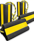 Heavy Duty Wheel Chocks With Extra Long Safety Rope 86 Inch Rope Reflective Rubber Blocks For Trailers Trucks Campers And Garage Use 2 Pack 4 Pack With Rope