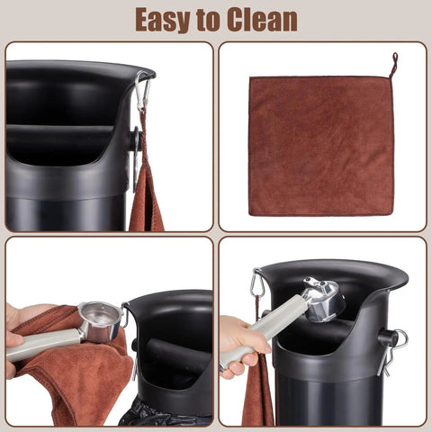 18L Coffee Knock Box For Coffee Shops, Bars And Home with removable bucket, brown towel, easy to clean features