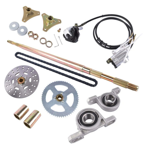 Rear Live Axle Kit With Sprocket And Hub Brake Assembly Chain For Drift Trike Go Kart Hub Replacement Brake Disc Chain Master Cylinder Caliper Pillow Blocks And Mounting Hardware