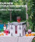 Halftime Water Cooler 3 Gallon Portable Carrier With Dual Taps Bottleless BPA Free Beverage Dispenser on picnic table