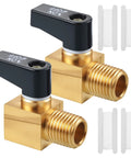Two Pack Brass Air Compressor Drain Valves 1 Quarter Inch NPT Male To Female Mini Ball Valves With Thread Seal Tape