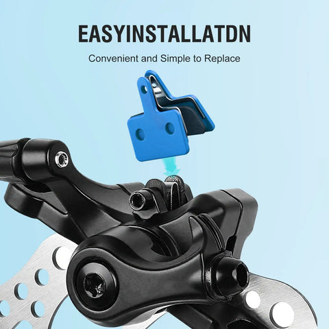 Blue 4 Pack Disc Brake Pads For Mountain Bikes Resin Semi Metallic Quiet And Low Rotor Wear High Performance Braking Installation