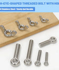 6 Sets M8 x 50mm Lifting Shoulder Eye Bolts With Wing Nuts Kit, stainless steel bolts and wing nuts on wooden surface
