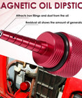 Mess Free Oil Change Funnel With Magnetic Oil Dipstick Kit For EU2200i Generator showing red aluminum dipstick detail