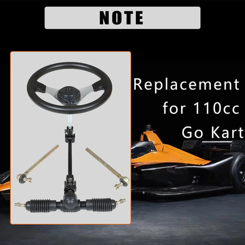 300mm Steering Wheel Steel Kit With 320mm Gear Rack Pinion Adjustable Shaft Set Replacement For 110cc Go Kart