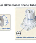 Roller Shade Clutch Repair Kit for 1-1/2 Inch Tubes 38mm showing parts for standard roller blinds and shades