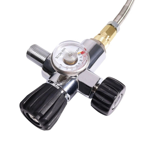 M18x1.5 DIN Valve Scuba Adapter For Paintball Fill Station With High Pressure Gauge 4500 PSI For HPA And PCP Air Tanks