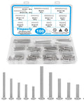 Machine Screws Kit In Stainless Steel, 100 Pieces, Sizes 6-32 And 8-32, Phillips Pan Head, Electricians Grade, 304 Stainless, case view