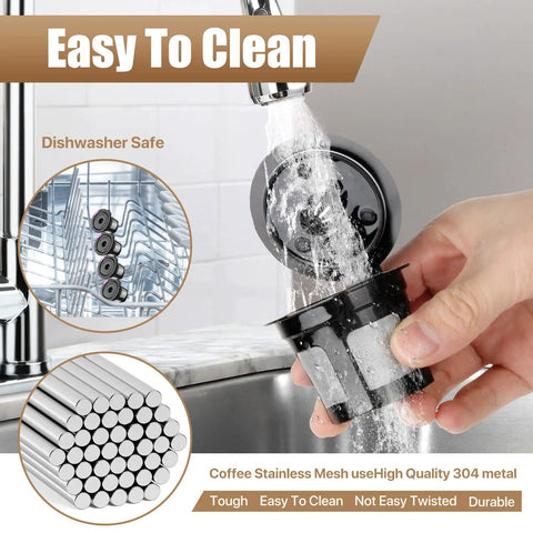 Reusable K Cup Coffee Filters Set 4 Pack With 2 Tbsp Coffee Scoop Refills For Keurig being rinsed under faucet, easy to clean