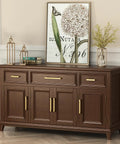 25 Pack 5 Inch Brushed Brass Cabinet Pulls Solid Zinc Alloy Handles on dark wood dresser