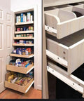 Heavy Duty Side Mount Ball Bearing Drawer Slides 14 Inch Pair smooth drawer system in a pantry with food storage.
