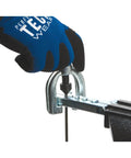 Close-up of 37 Degree Flaring Tool For AN And JIC Fittings Pro Grade, Heavy Duty Flare Tool with floating cone in use