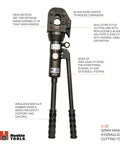 Beast 32mm Manual Hydraulic Cutter for ACSR Copper Aluminum and Wire Rope Up to 32mm with insulated rubber handle grips
