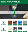 KURSTOL 10‑pc serrated masonry drill bit set; sizes 1/4, 5/16, 3/8, 1/2 in for wood, masonry, tile, plastic, glass.