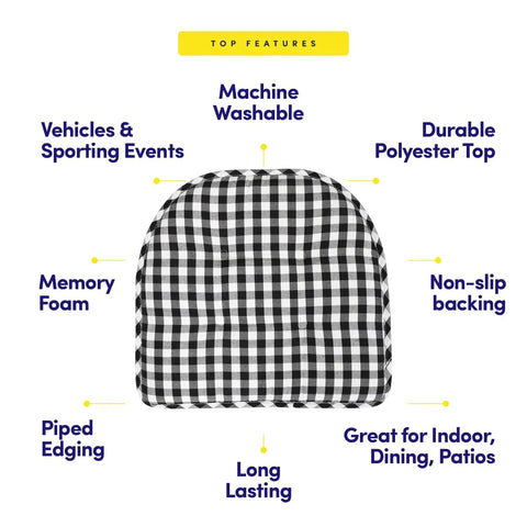 Cozy Memory Foam Chair Cushions Set Of Four With Tufted Non Slip Rubber Backing And U Shaped Design 17 By 16 Inch Checkered Black And White Seat Pads For Office Dining Kitchen Chairs Slip Resistant Comfort